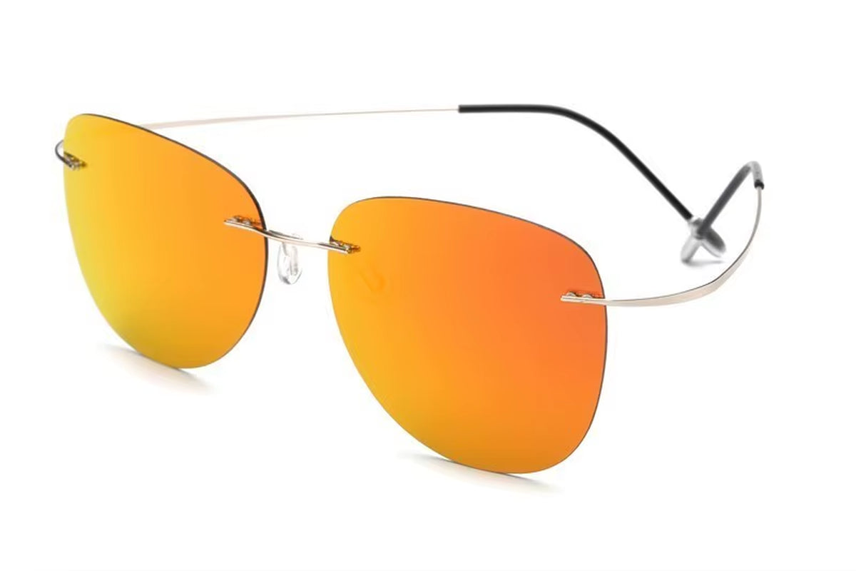 100% Titanium Polarization Sunglasses Super Light Brand Designer Polarization Sun Glasses Rimless Gafas Men Eyewear