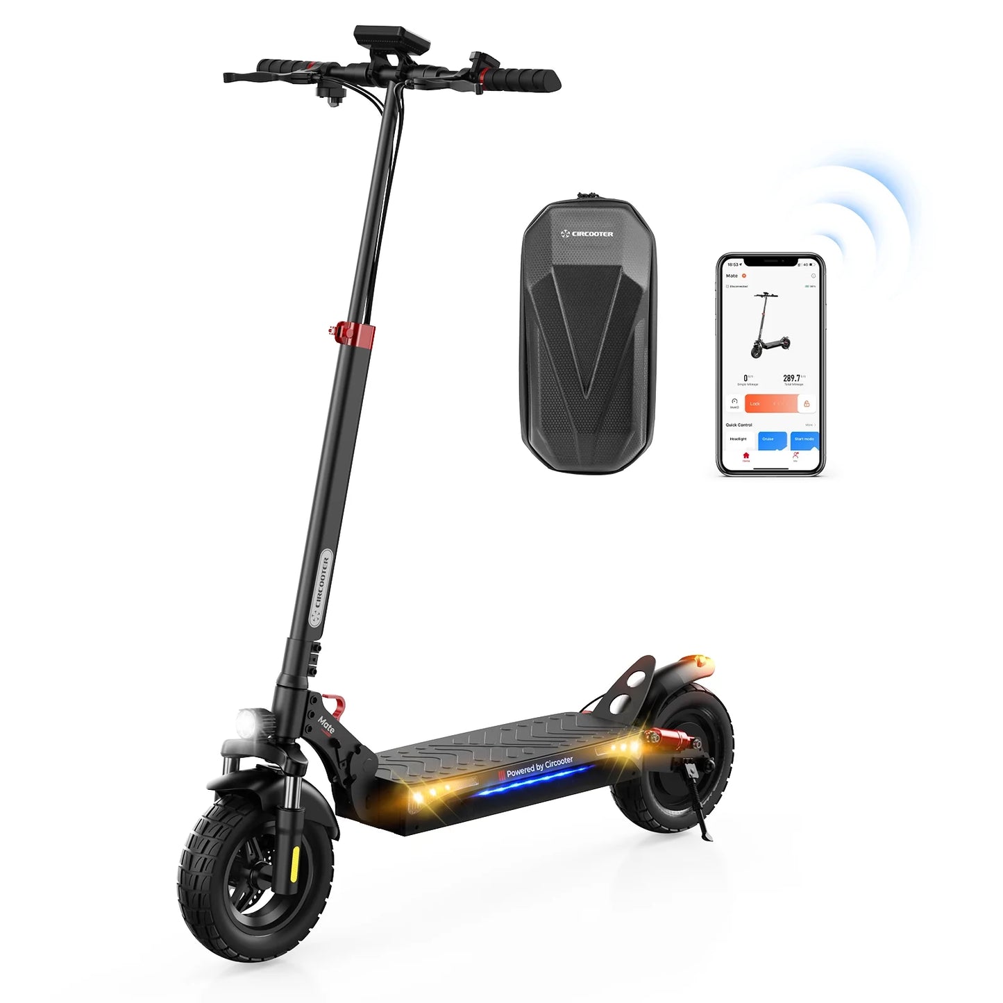 Electric Scooter with Smart APP, 800W Motor, 28 Mph Top Speed, 20-25 Miles Range, 10 Inches All Terrain Tires off Road Electric Scooter for Adults, 4 Absorbers Systems