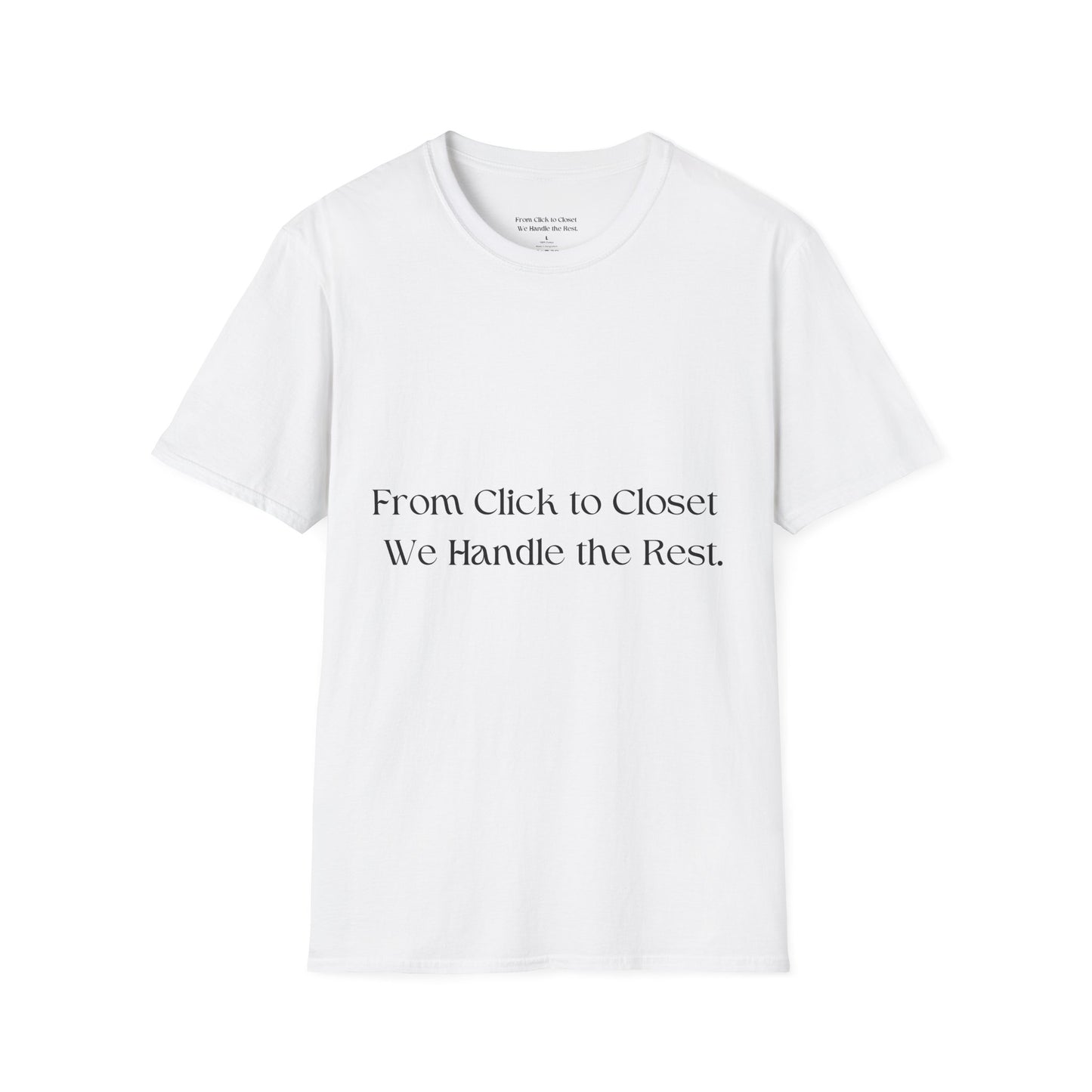 Trendy Unisex Softstyle T-Shirt – 'From Click to Closet' & 'STOP & SHOP' Designs