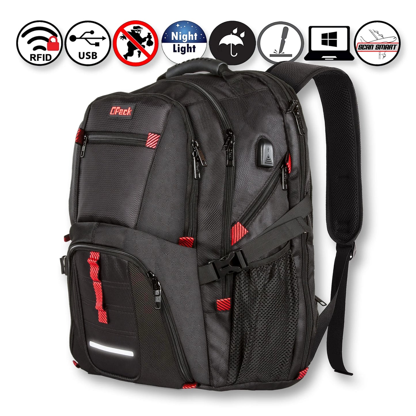 Extra Large Rfid-Safe Travel Backpack with USB Charging Port