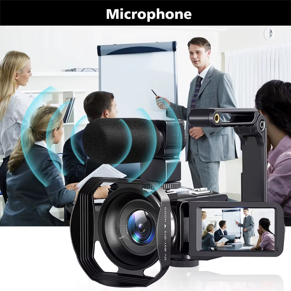 8K Digital Photography Camera 48MP Handheld DV 18X Igital Zoom Camera Recorder 3'' LCD Touch Screen Portable Recording Camcorder