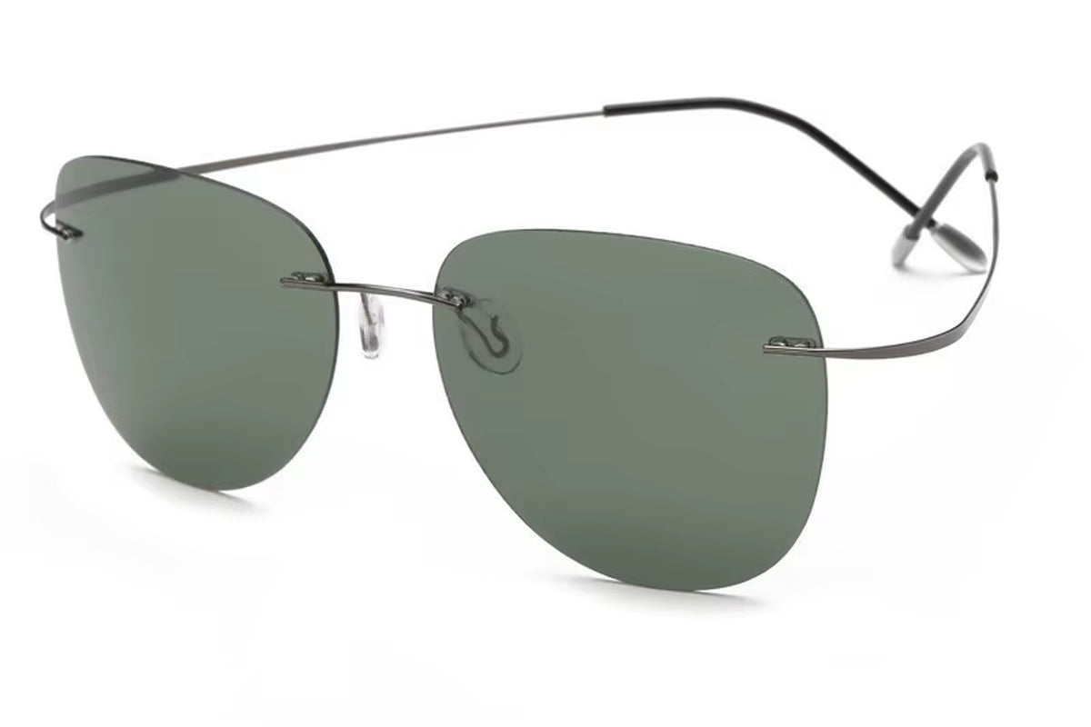 100% Titanium Polarization Sunglasses Super Light Brand Designer Polarization Sun Glasses Rimless Gafas Men Eyewear
