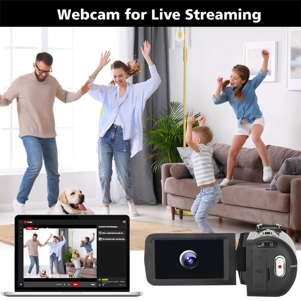 8K Digital Photography Camera 48MP Handheld DV 18X Igital Zoom Camera Recorder 3'' LCD Touch Screen Portable Recording Camcorder