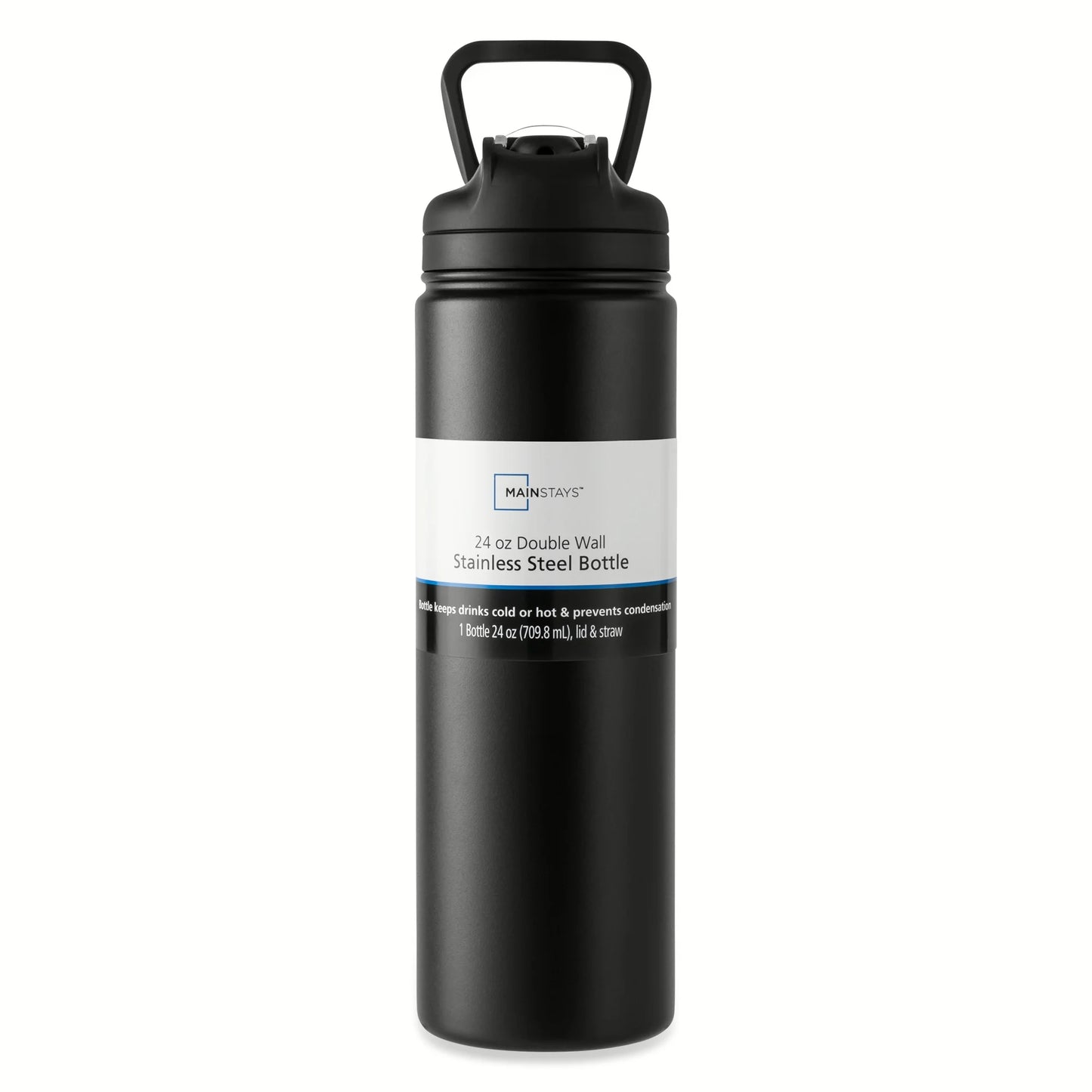 (4 Pack) 24 Oz Stainless Steel Sip Water Bottle, Black