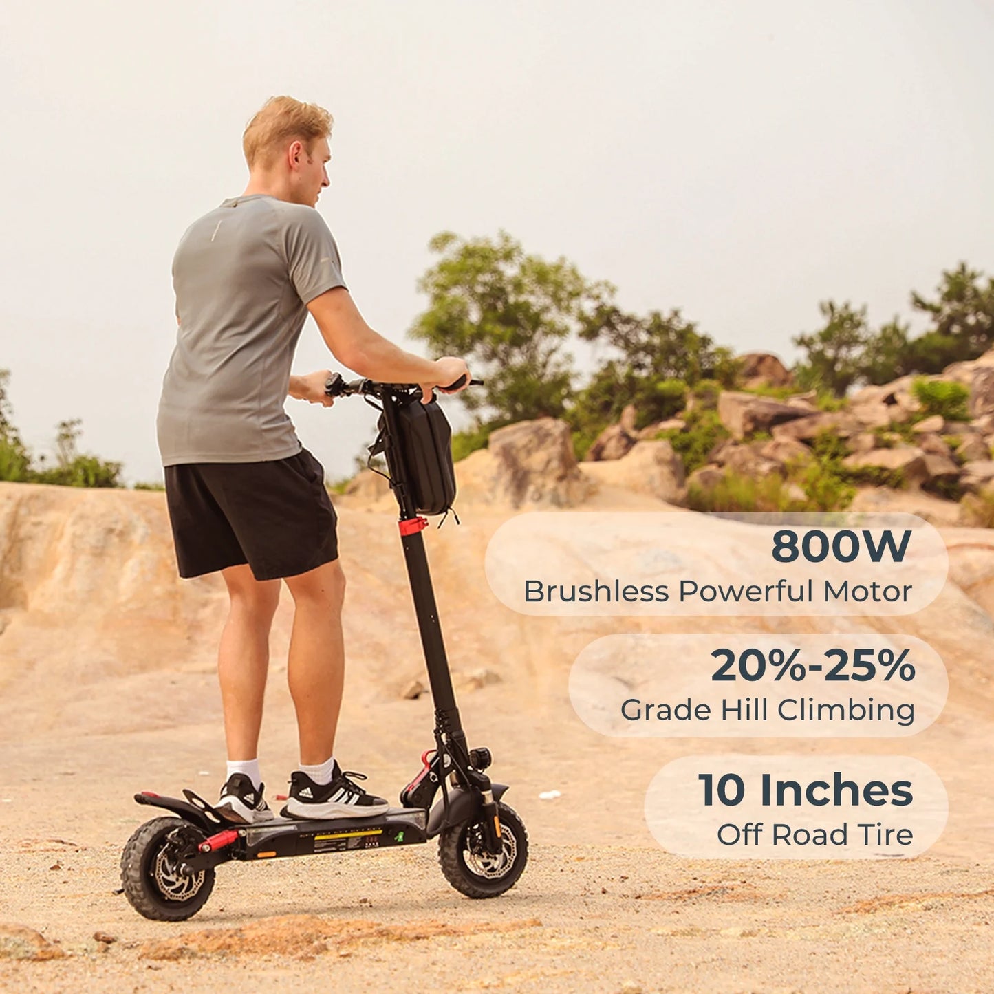 Electric Scooter with Smart APP, 800W Motor, 28 Mph Top Speed, 20-25 Miles Range, 10 Inches All Terrain Tires off Road Electric Scooter for Adults, 4 Absorbers Systems