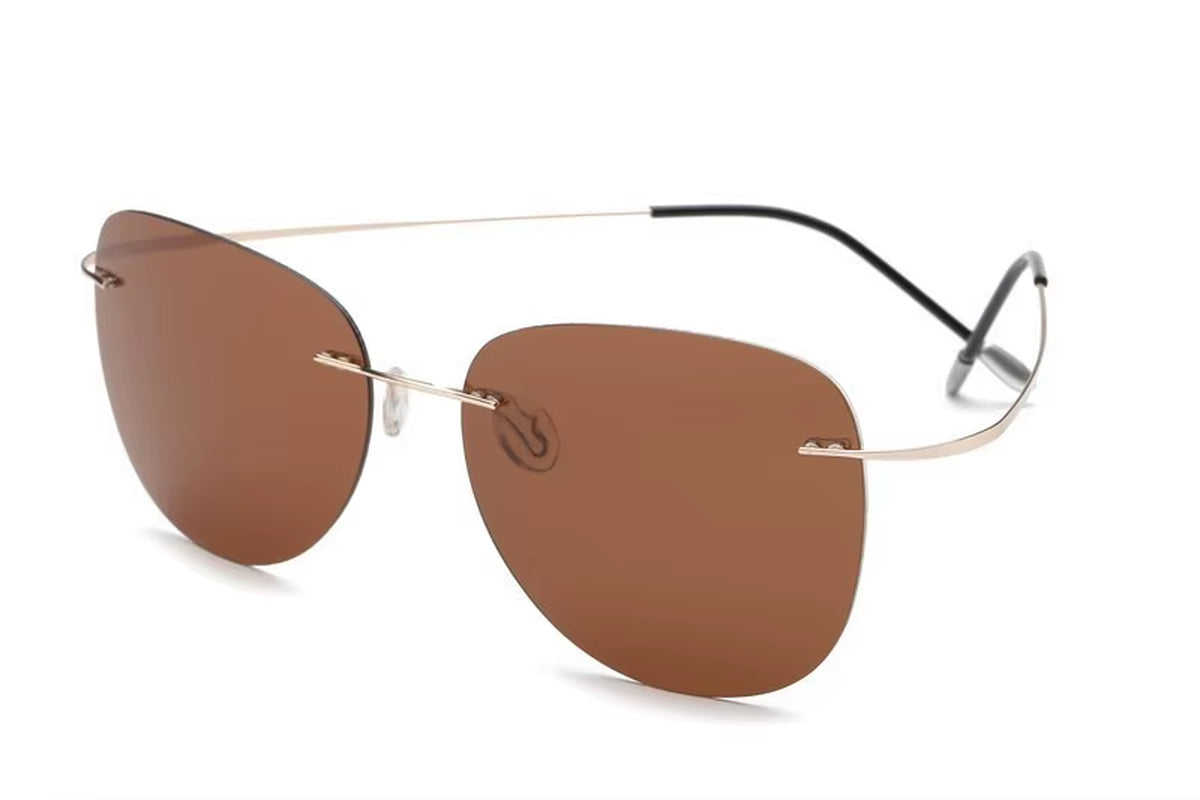 100% Titanium Polarization Sunglasses Super Light Brand Designer Polarization Sun Glasses Rimless Gafas Men Eyewear