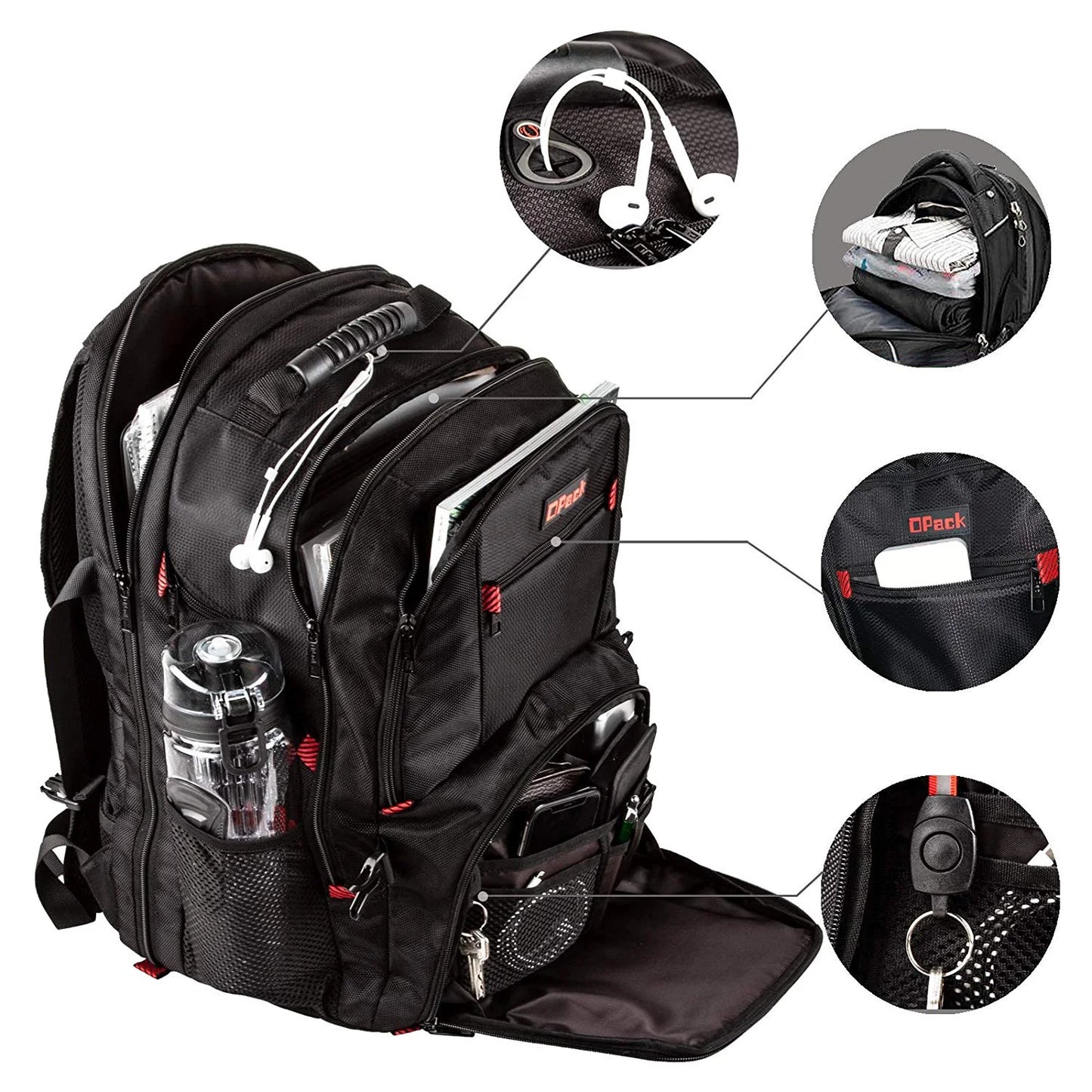 Extra Large Rfid-Safe Travel Backpack with USB Charging Port
