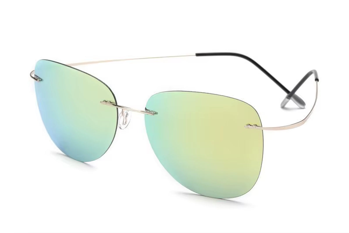 100% Titanium Polarization Sunglasses Super Light Brand Designer Polarization Sun Glasses Rimless Gafas Men Eyewear