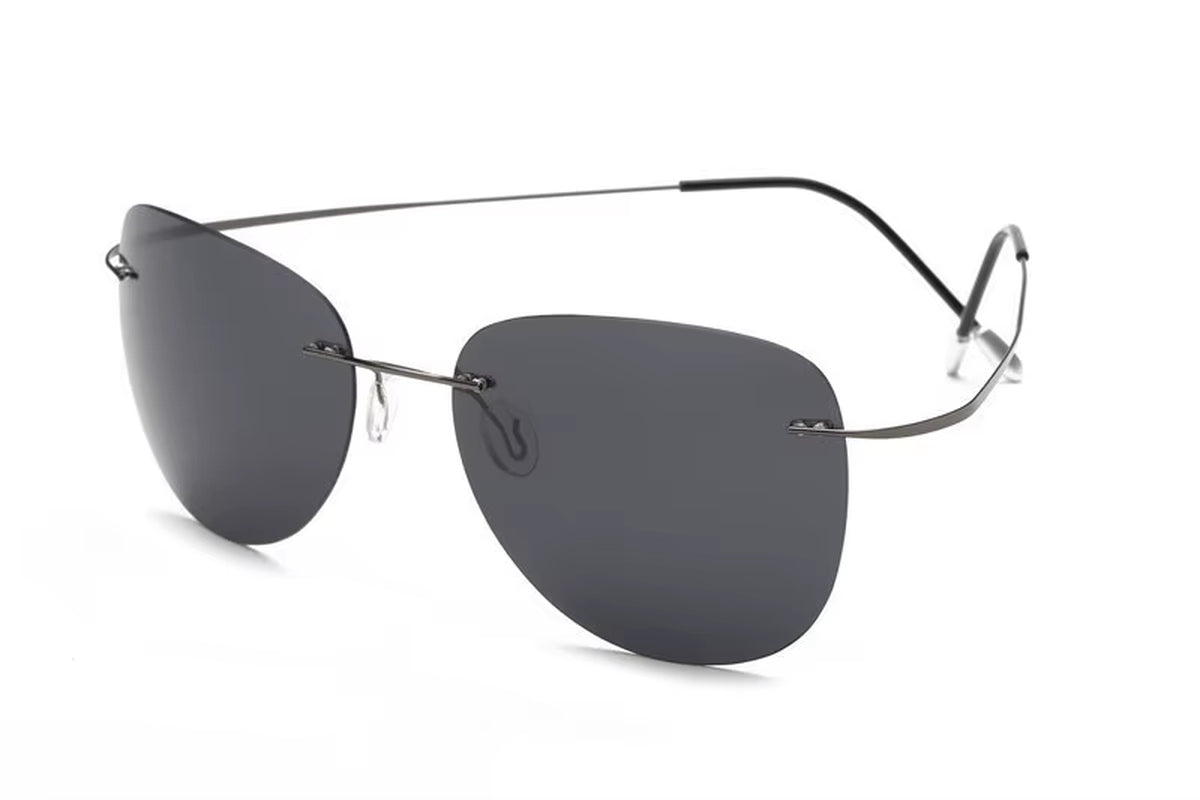 100% Titanium Polarization Sunglasses Super Light Brand Designer Polarization Sun Glasses Rimless Gafas Men Eyewear