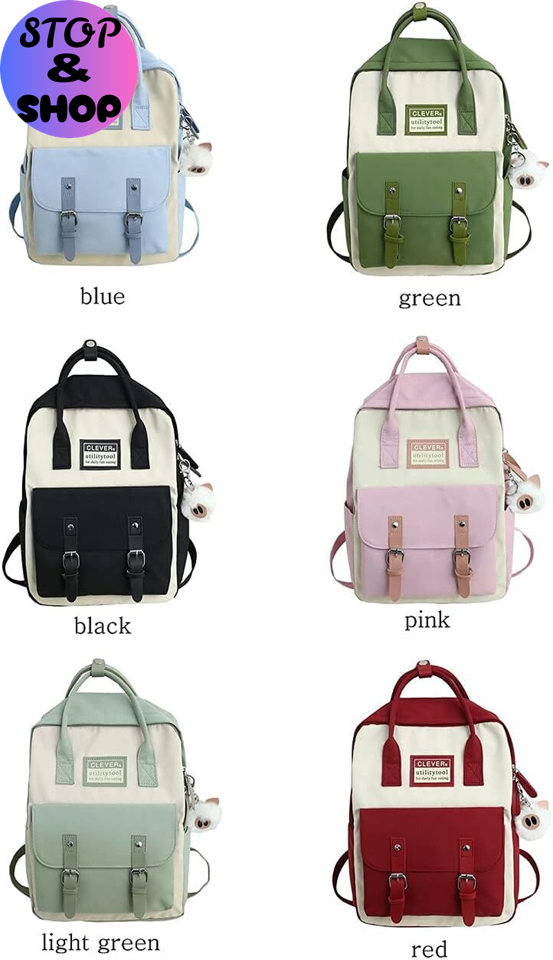 Aesthetic Backpack Cute Kawaii Backpack for School Backpack Cute Aesthetic (Light Green)