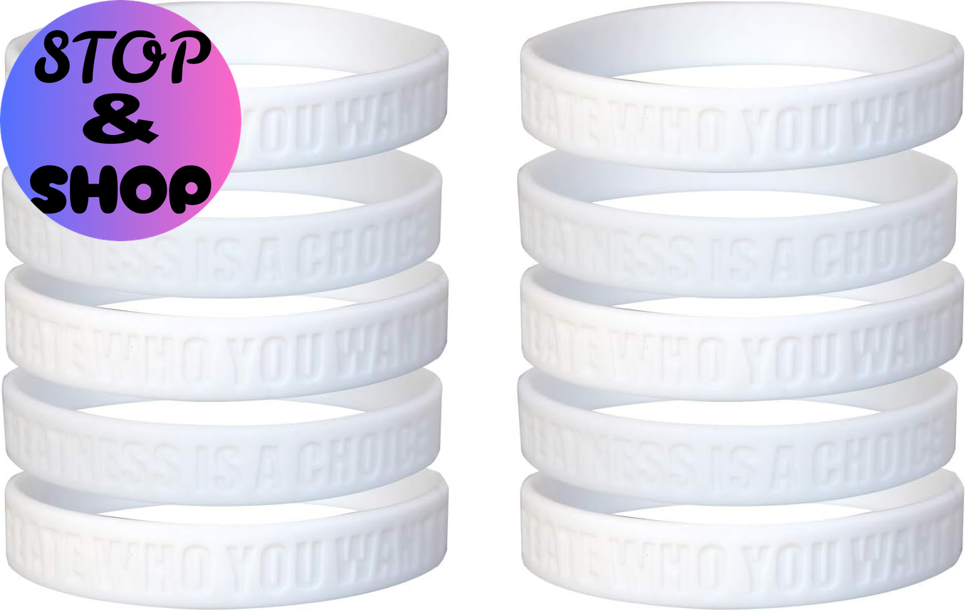 Greatness Is a Choice, Create Who You Want to Be Motivational Silicone Wristbands with Quote, Rubber Bracelets for Fitness, Workouts, Exercise, Basketball, Weight Training