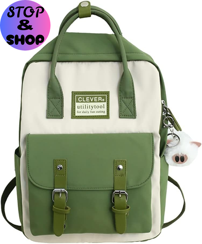 Aesthetic Backpack Cute Kawaii Backpack for School Backpack Cute Aesthetic (Light Green)
