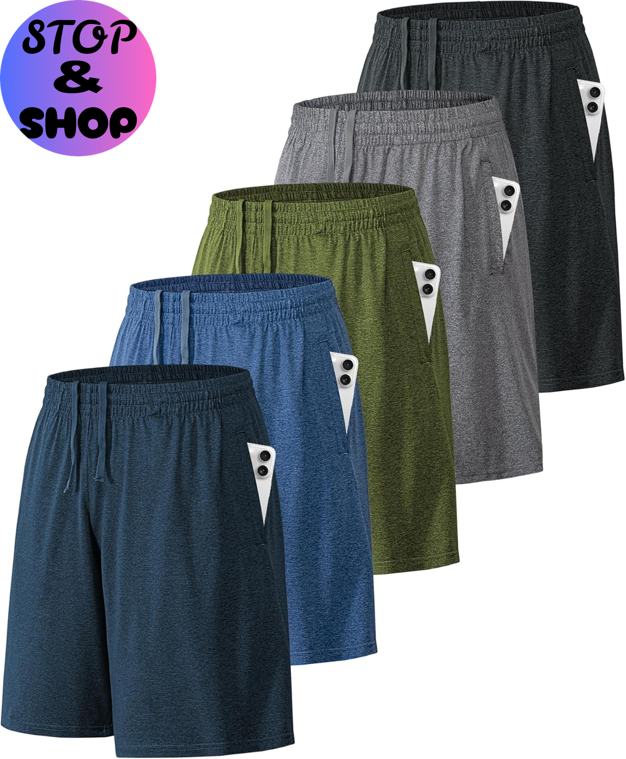Athletic Shorts for Men with Pockets and Elastic Waistband Quick Dry Activewear