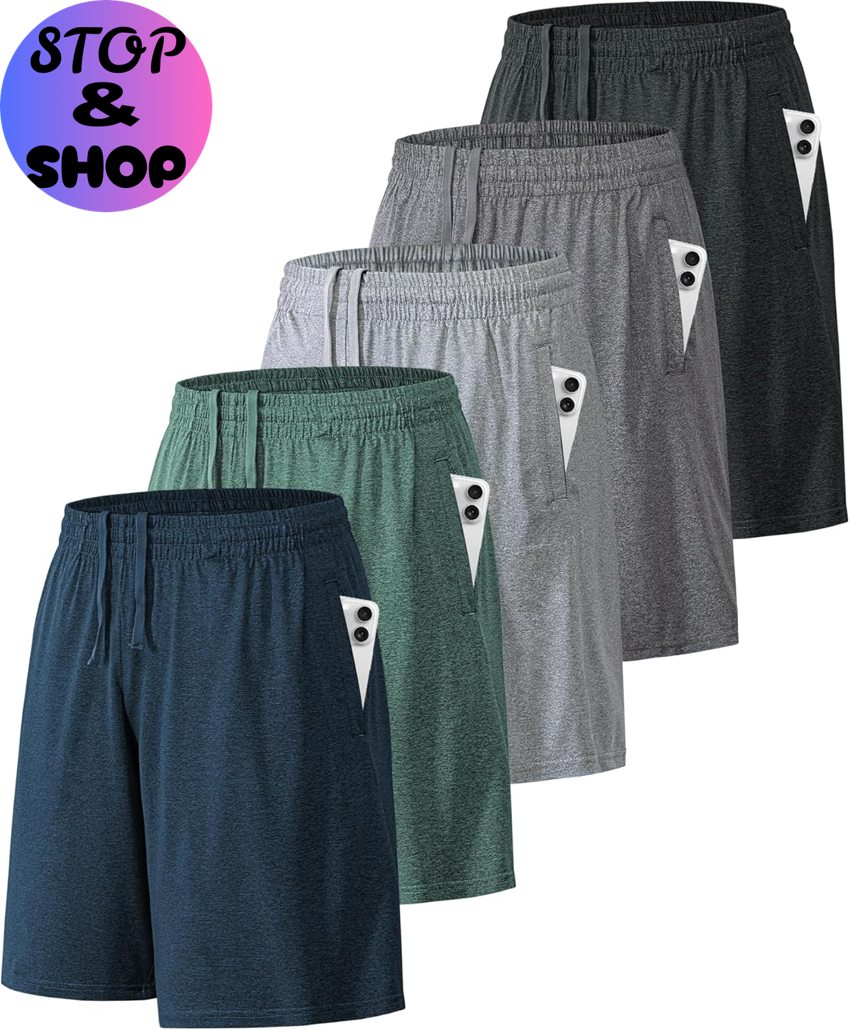 Athletic Shorts for Men with Pockets and Elastic Waistband Quick Dry Activewear