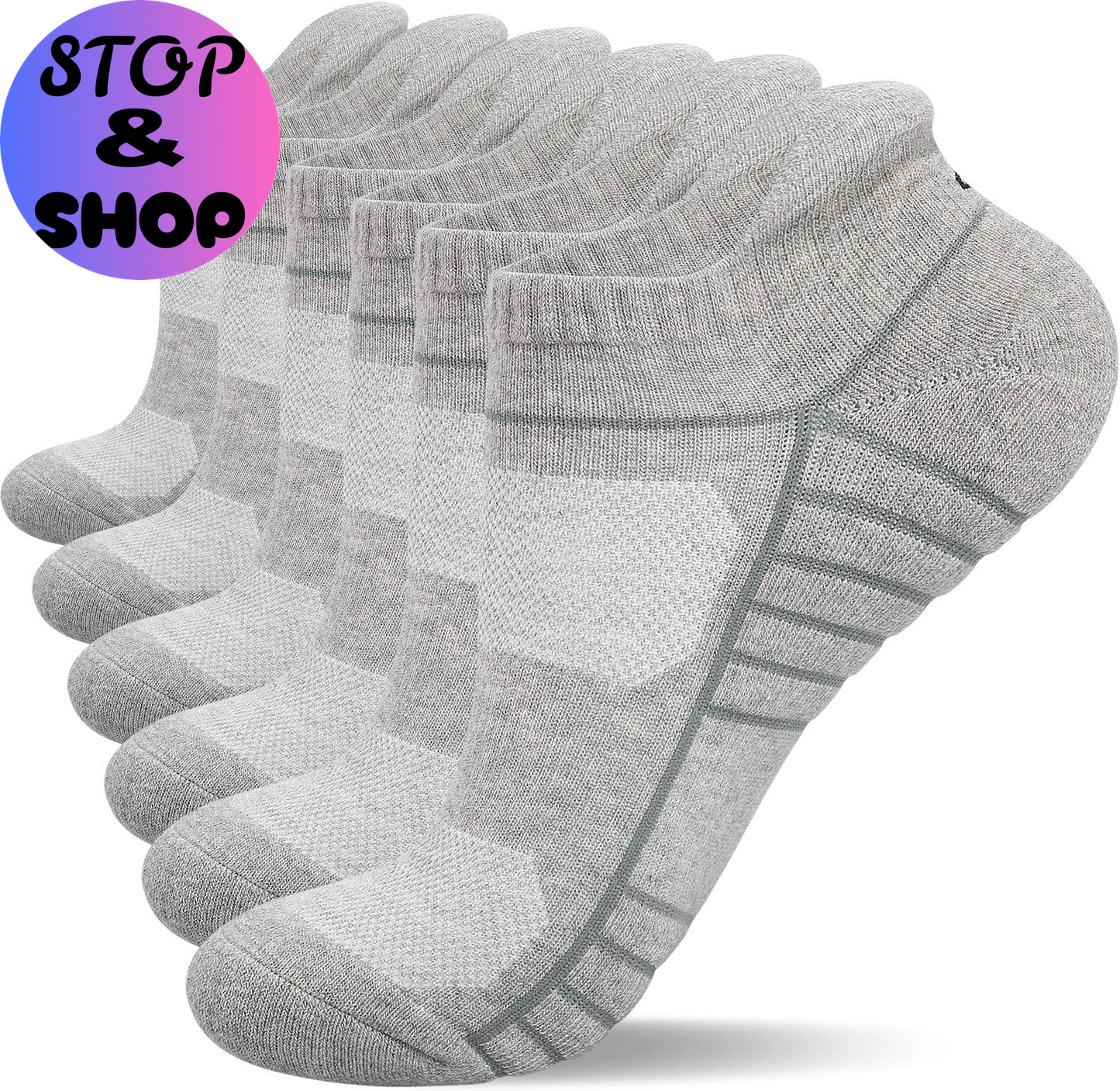 Athletic Running Ankle Socks, Low Cut Cushioned Anti-Blister Tab Sports Socks Men Women 6Pairs