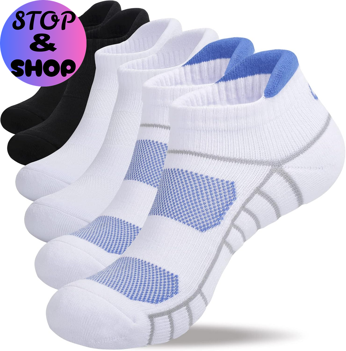 Athletic Running Ankle Socks, Low Cut Cushioned Anti-Blister Tab Sports Socks Men Women 6Pairs