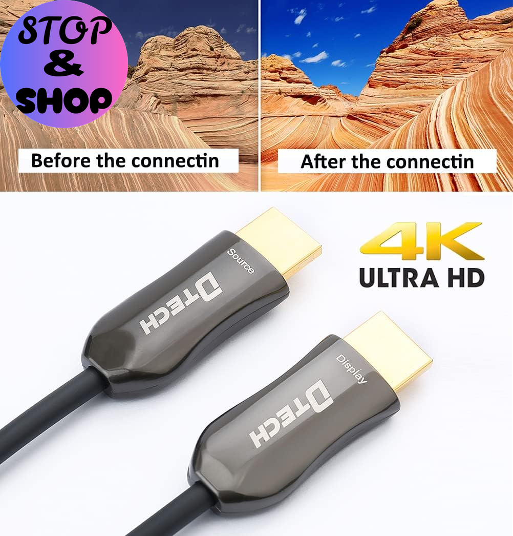 328 Feet Fiber Optic HDMI Cable 4K 60Hz Slim Extra Long HDMI Cord HDCP 2.2 UHD 18Gbps in Wall Installation for Monitor Projector Ultra HD Gaming (100M, Black)