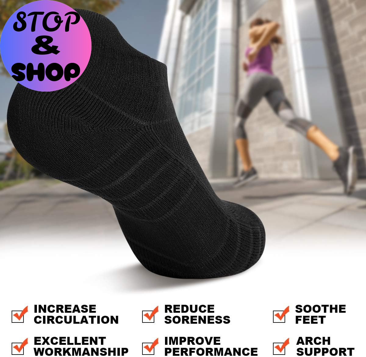 Athletic Running Ankle Socks, Low Cut Cushioned Anti-Blister Tab Sports Socks Men Women 6Pairs