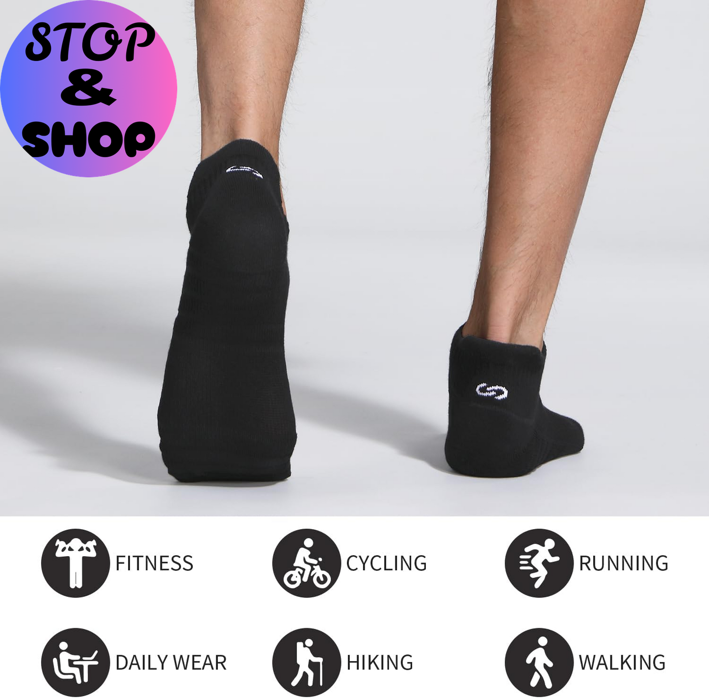 Athletic Running Ankle Socks, Low Cut Cushioned Anti-Blister Tab Sports Socks Men Women 6Pairs