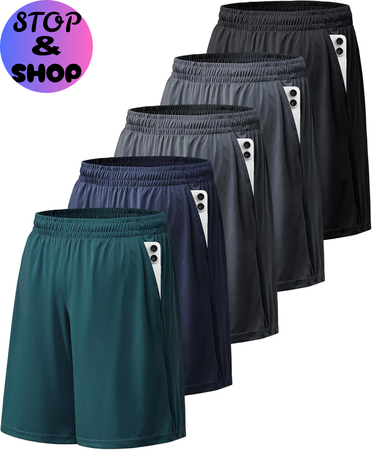Athletic Shorts for Men with Pockets and Elastic Waistband Quick Dry Activewear