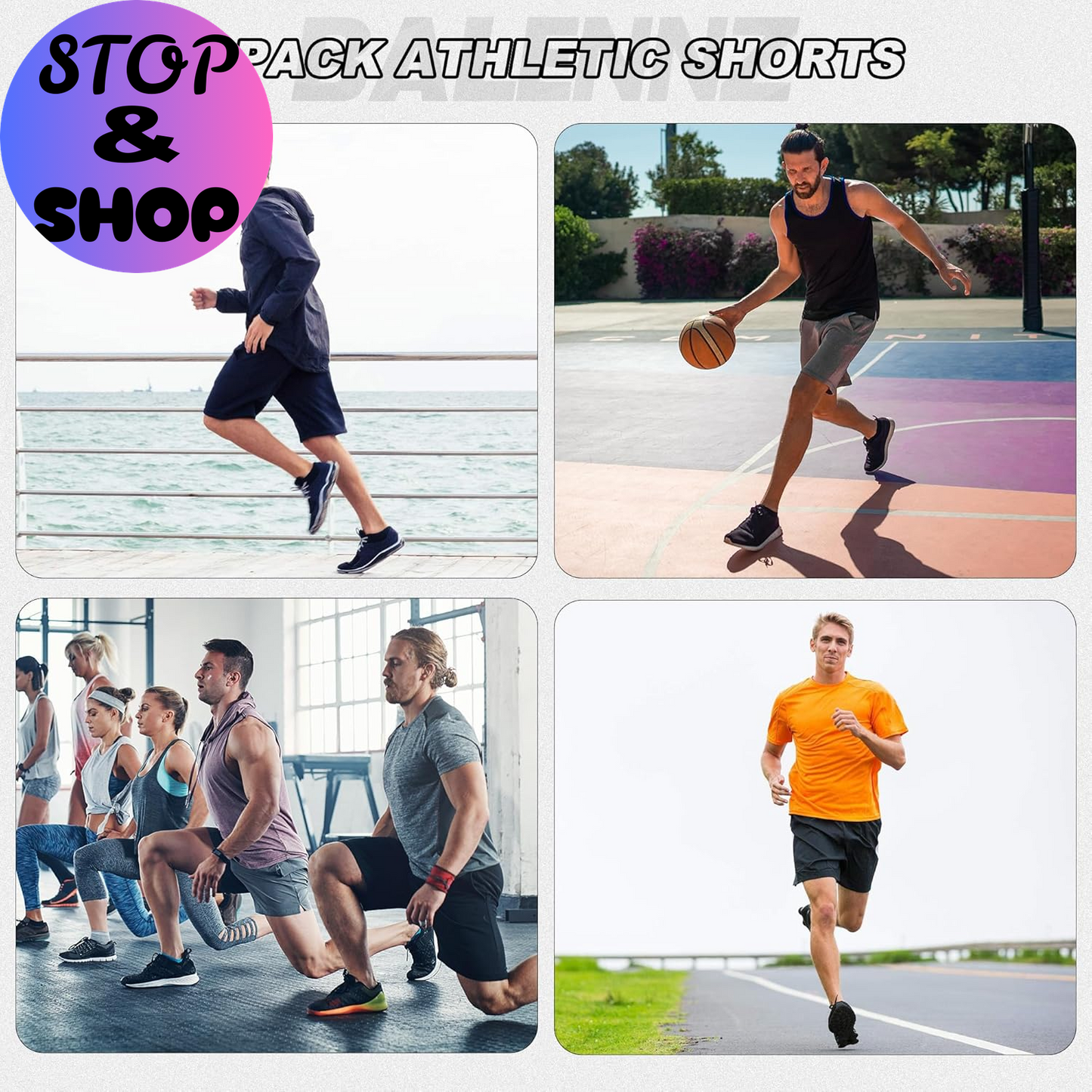 Athletic Shorts for Men with Pockets and Elastic Waistband Quick Dry Activewear