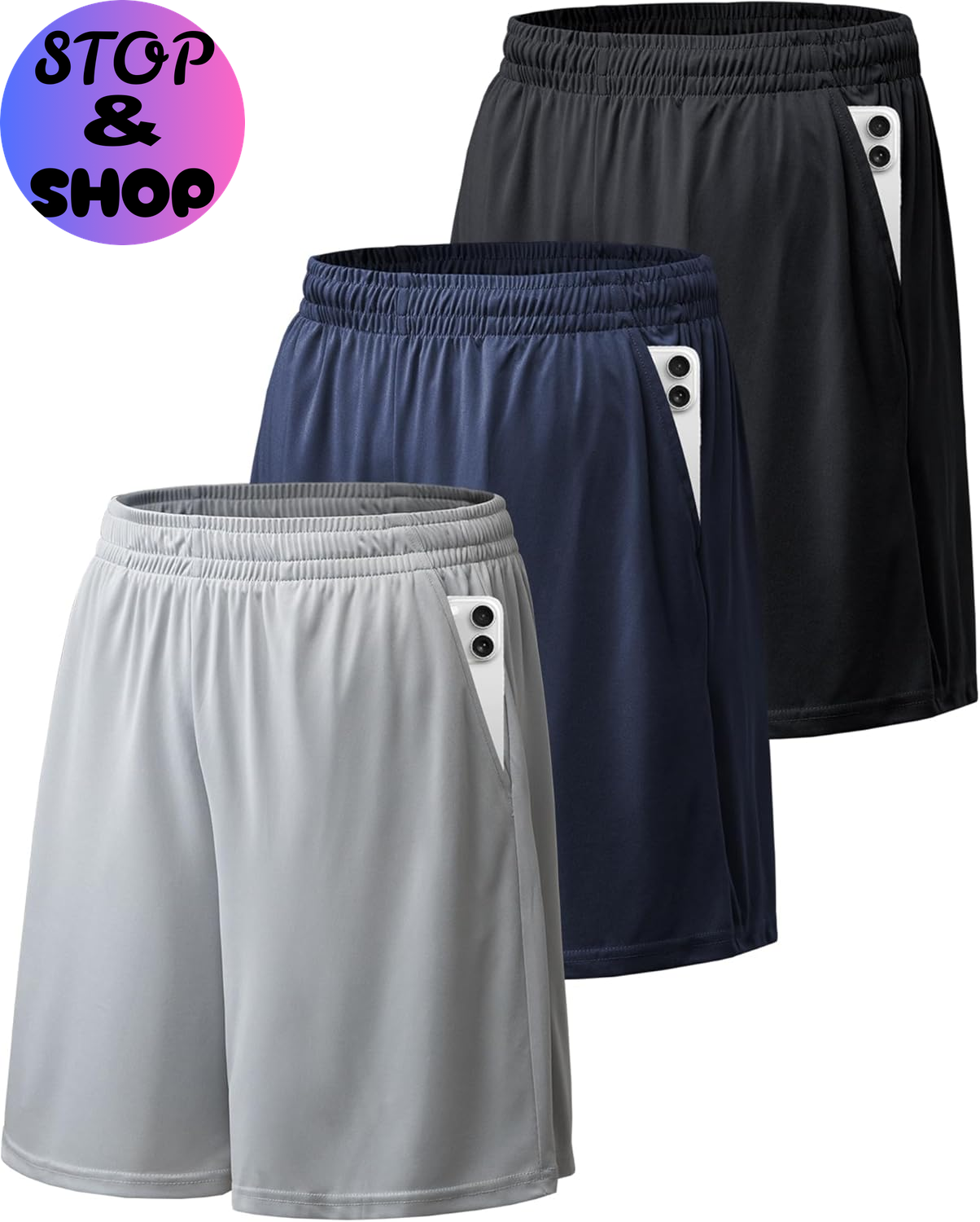 Athletic Shorts for Men with Pockets and Elastic Waistband Quick Dry Activewear