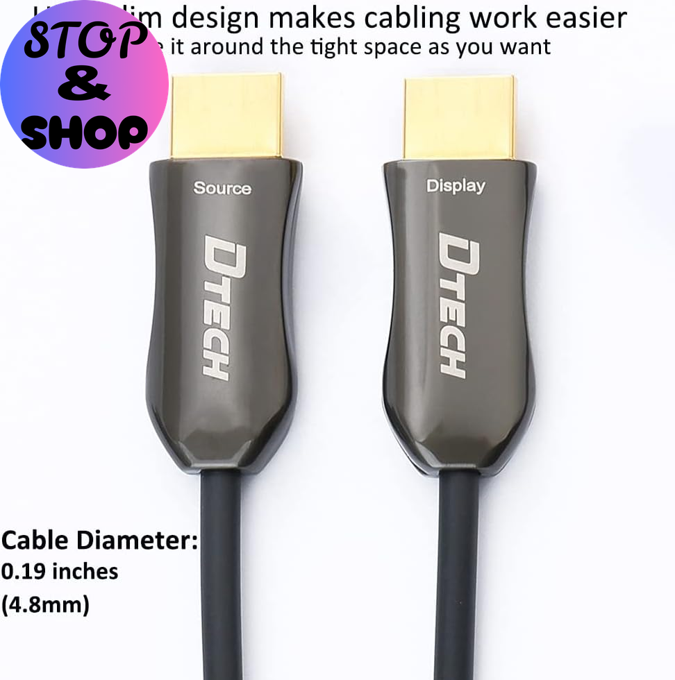 328 Feet Fiber Optic HDMI Cable 4K 60Hz Slim Extra Long HDMI Cord HDCP 2.2 UHD 18Gbps in Wall Installation for Monitor Projector Ultra HD Gaming (100M, Black)