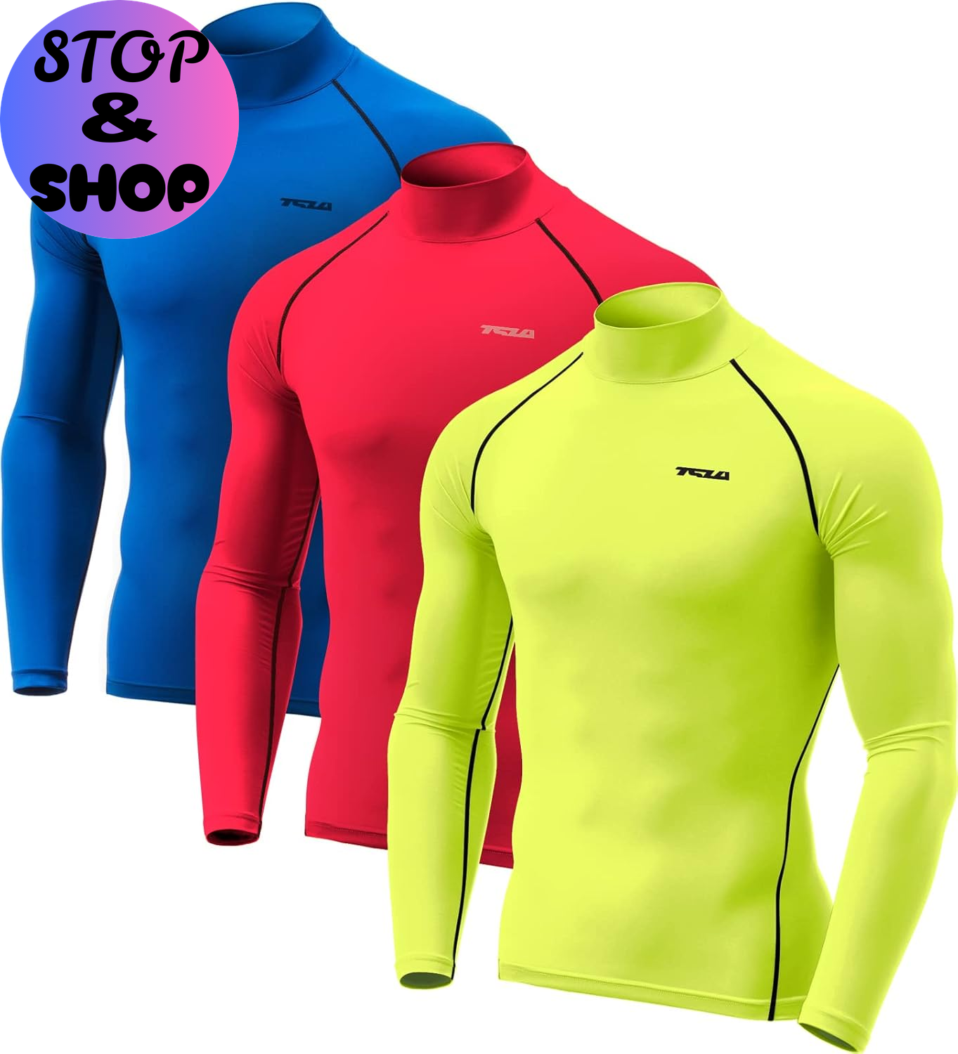 Men'S UPF 50+ Mock Long Sleeve Compression Shirts, Athletic Workout Shirt, Base Layer for Water Sports
