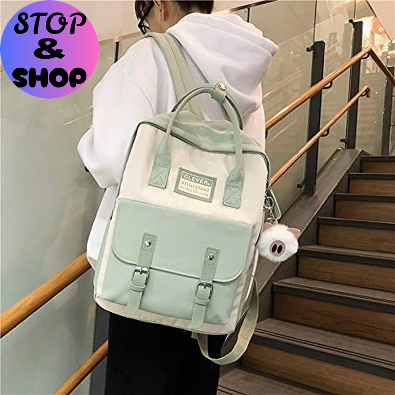 Aesthetic Backpack Cute Kawaii Backpack for School Backpack Cute Aesthetic (Light Green)