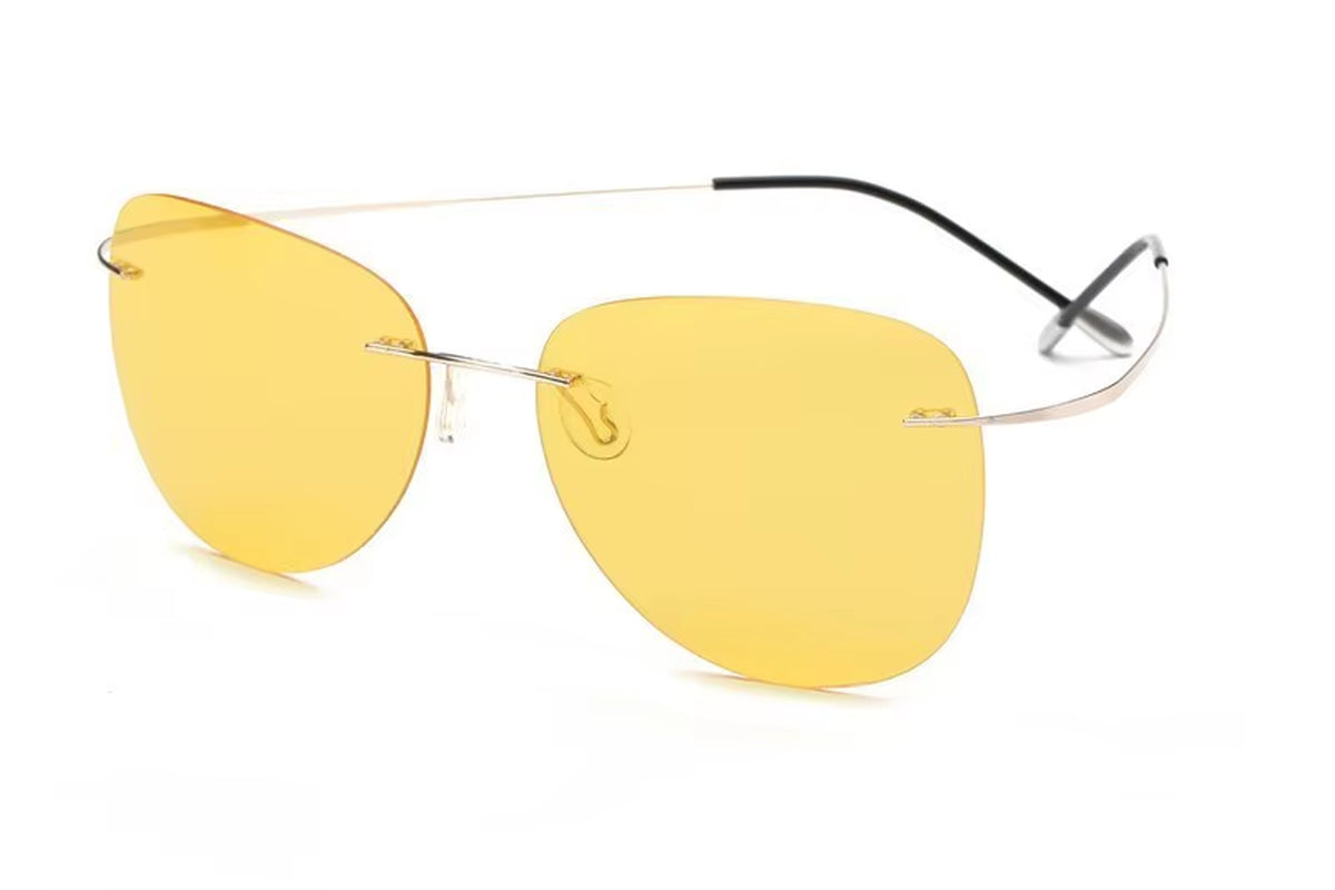 100% Titanium Polarization Sunglasses Super Light Brand Designer Polarization Sun Glasses Rimless Gafas Men Eyewear