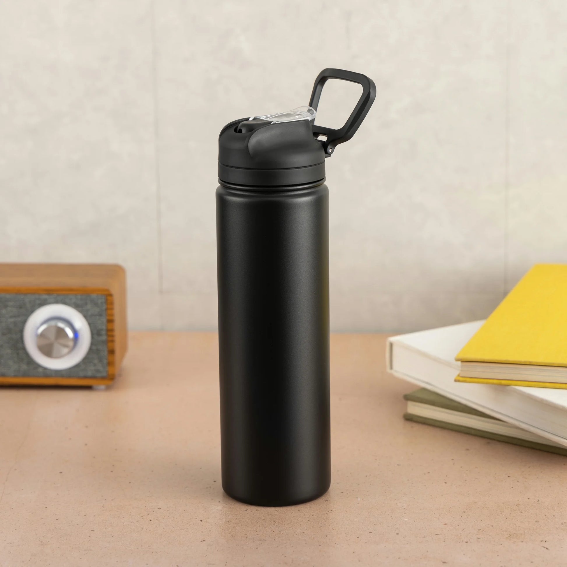 (4 Pack)  24 Oz Stainless Steel Sip Water Bottle, Black