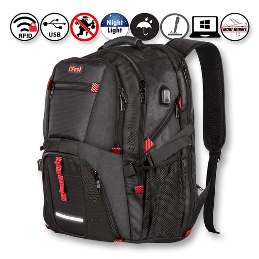 Extra Large Rfid-Safe Travel Backpack with USB Charging Port