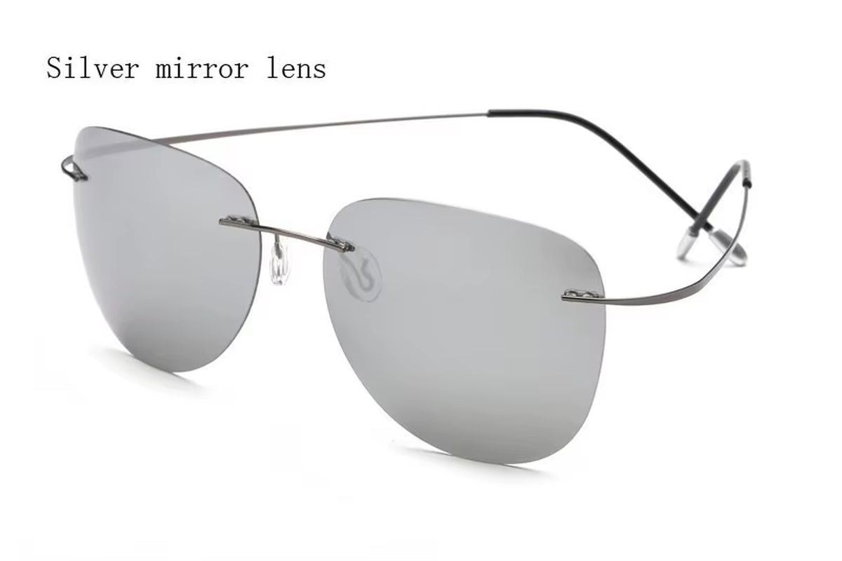 100% Titanium Polarization Sunglasses Super Light Brand Designer Polarization Sun Glasses Rimless Gafas Men Eyewear
