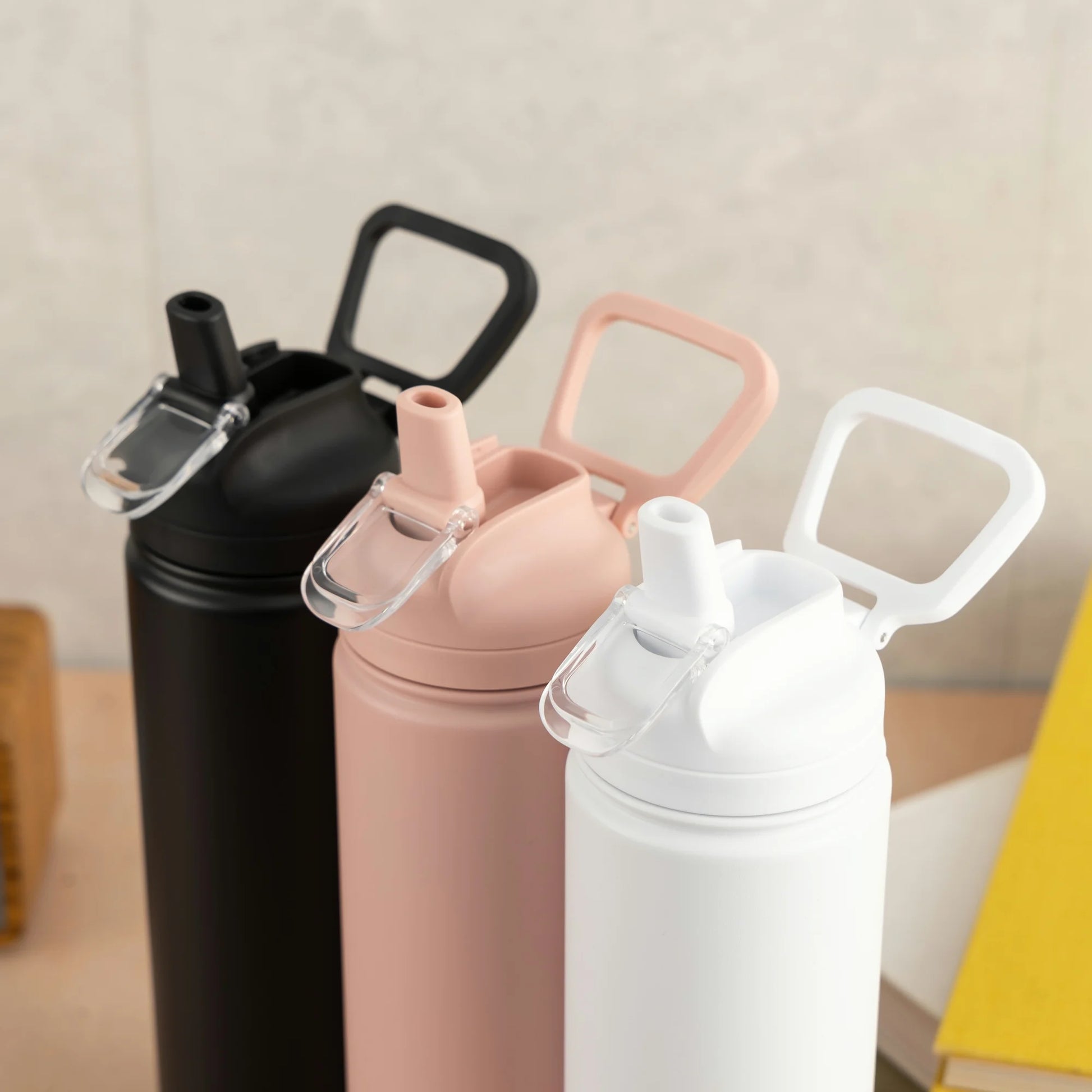 (4 Pack)  24 Oz Stainless Steel Sip Water Bottle, Black