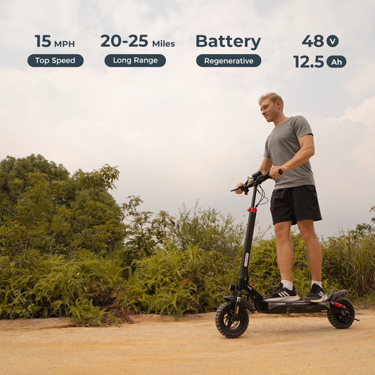 Electric Scooter with Smart APP, 800W Motor, 28 Mph Top Speed, 20-25 Miles Range, 10 Inches All Terrain Tires off Road Electric Scooter for Adults, 4 Absorbers Systems
