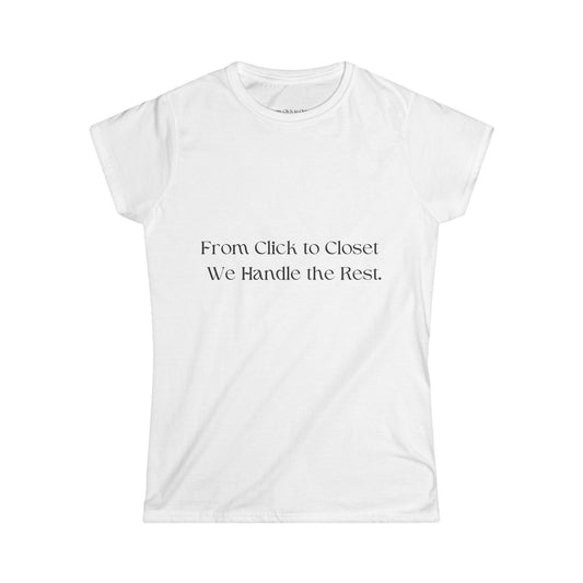 Trendy Women's Softstyle Tee - 'From Click to Closet' & 'Stop & Shop' Designs