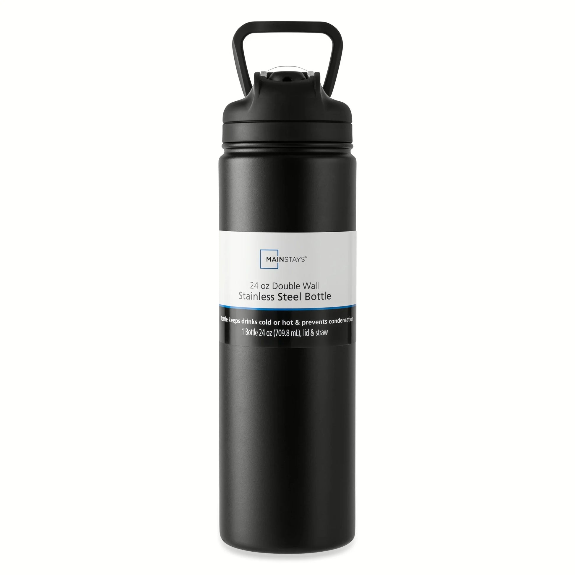 (4 Pack)  24 Oz Stainless Steel Sip Water Bottle, Black