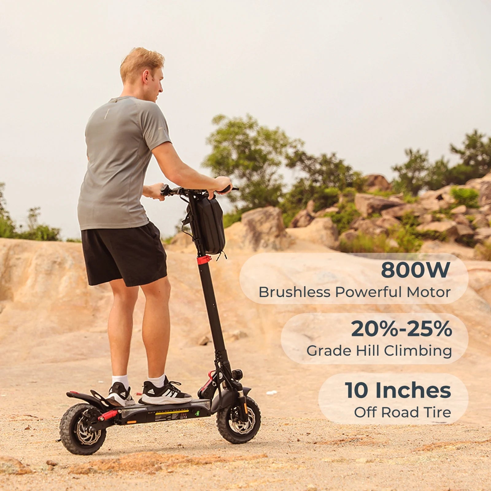 Electric Scooter with Smart APP, 800W Motor, 28 Mph Top Speed, 20-25 Miles Range, 10 Inches All Terrain Tires off Road Electric Scooter for Adults, 4 Absorbers Systems