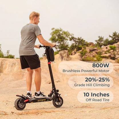 Electric Scooter with Smart APP, 800W Motor, 28 Mph Top Speed, 20-25 Miles Range, 10 Inches All Terrain Tires off Road Electric Scooter for Adults, 4 Absorbers Systems