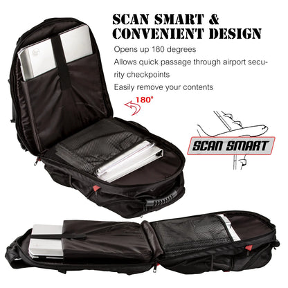 Extra Large Rfid-Safe Travel Backpack with USB Charging Port