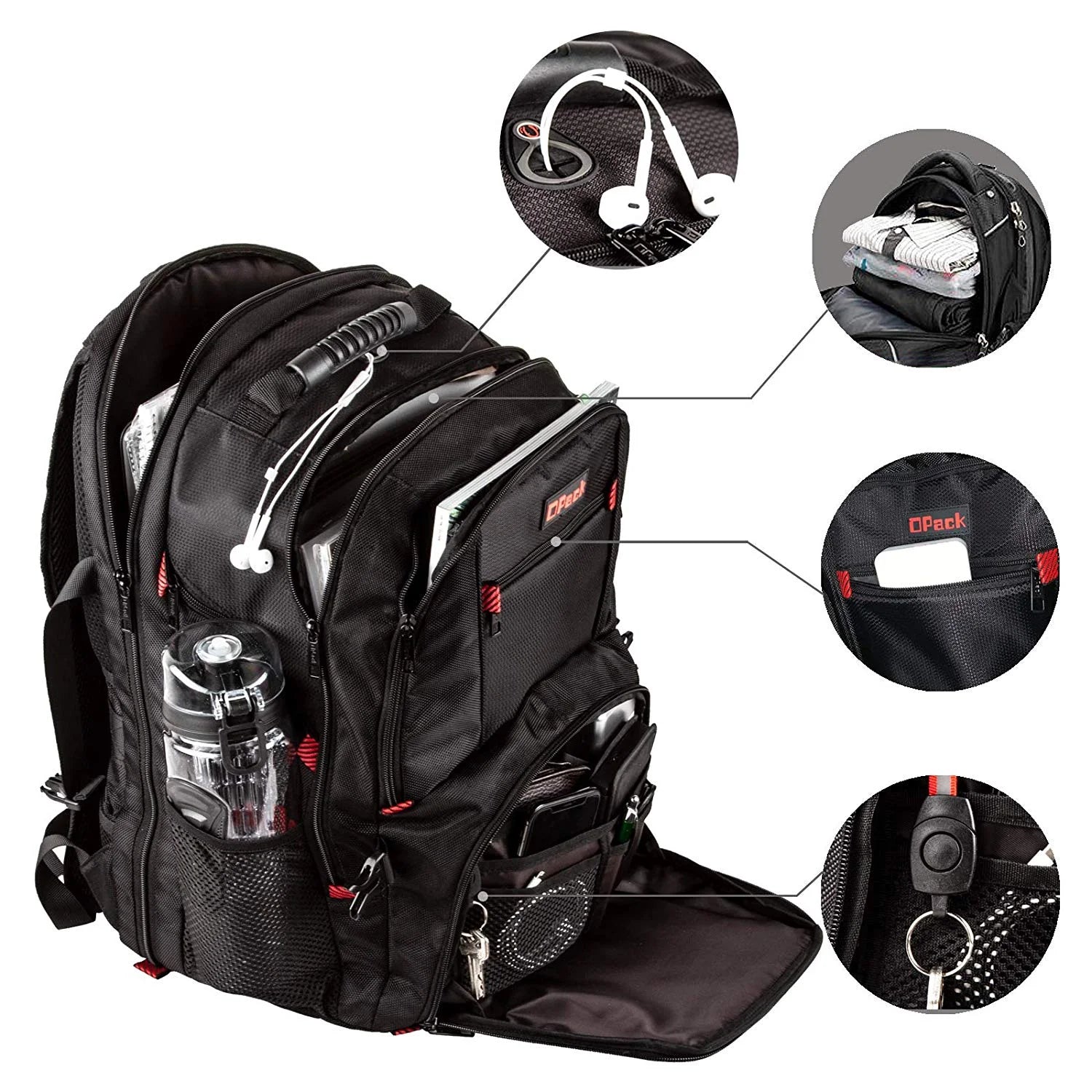 Extra Large Rfid-Safe Travel Backpack with USB Charging Port