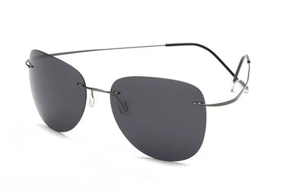100% Titanium Polarization Sunglasses Super Light Brand Designer Polarization Sun Glasses Rimless Gafas Men Eyewear