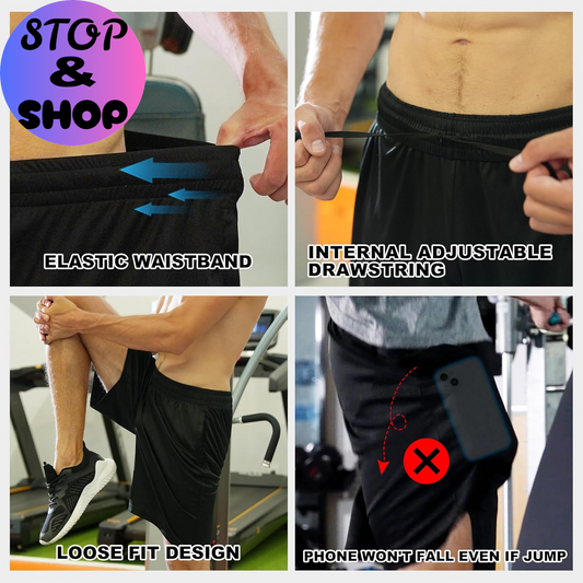 Athletic Shorts for Men with Pockets and Elastic Waistband Quick Dry Activewear