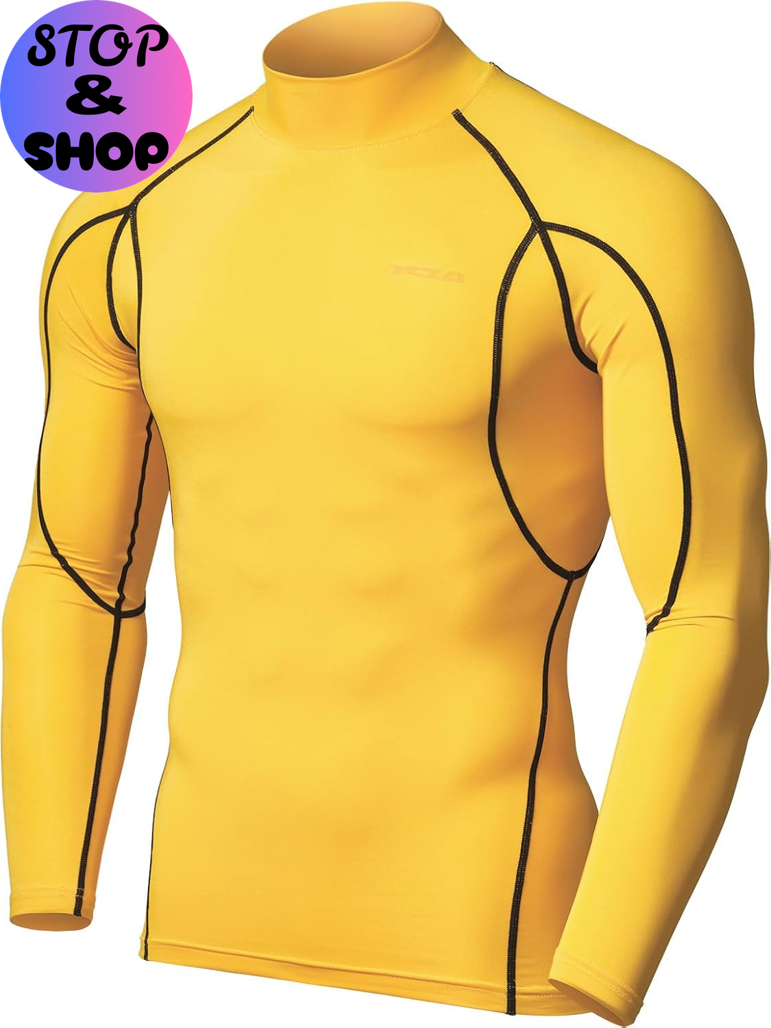 Men'S UPF 50+ Mock Long Sleeve Compression Shirts, Athletic Workout Shirt, Base Layer for Water Sports