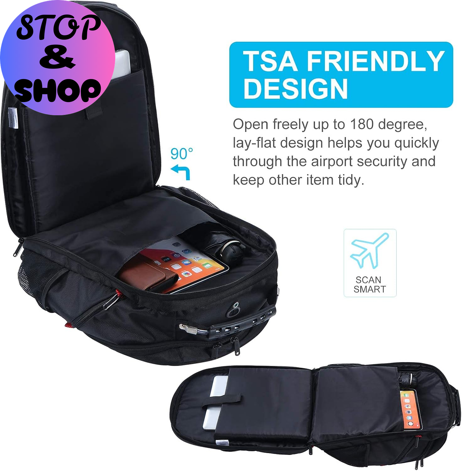Extra Large Travel Backpack for Men Women: 17 in Laptop Backpacks for School, anti Theft TSA Travel Bag with USB Charging Port, Business Computer Bag (Black)