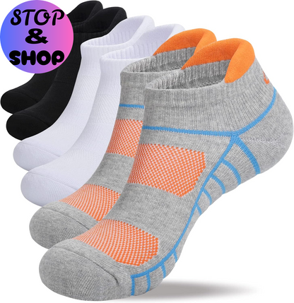 Athletic Running Ankle Socks, Low Cut Cushioned Anti-Blister Tab Sports Socks Men Women 6Pairs