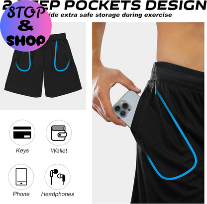 Athletic Shorts for Men with Pockets and Elastic Waistband Quick Dry Activewear