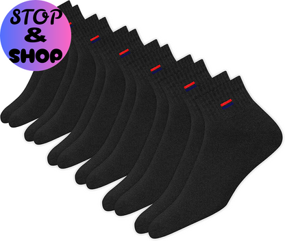 Men'S Cotton Socks Athletic Quarter Socks for Running, Training, Casual Wear Pack of 6
