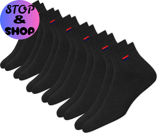 Men'S Cotton Socks Athletic Quarter Socks for Running, Training, Casual Wear Pack of 6