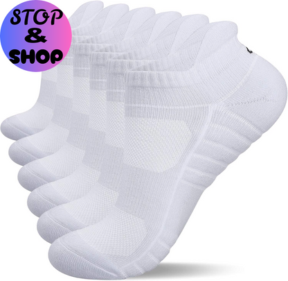 Athletic Running Ankle Socks, Low Cut Cushioned Anti-Blister Tab Sports Socks Men Women 6Pairs